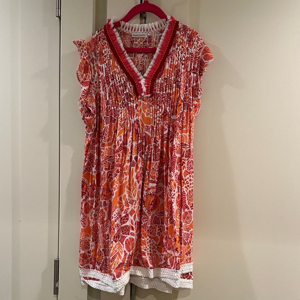 Poupette St Barth coral and White Dress